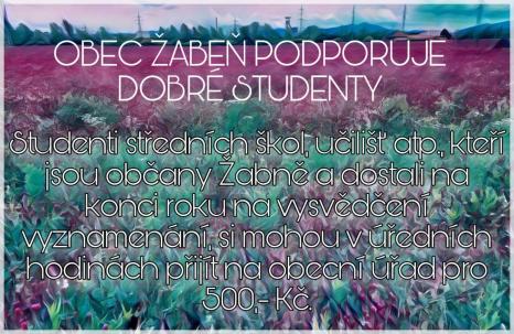 Obec Žabeň podporuje studenty