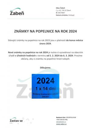 Známky na popelnice na rok 2024